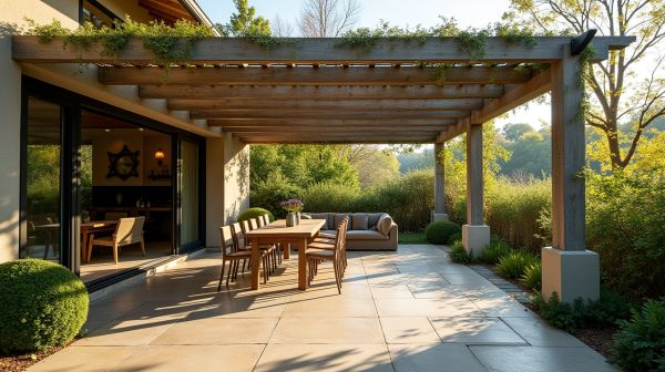 Optimiser votre extérieur avec une pergola bioclimatique adossée